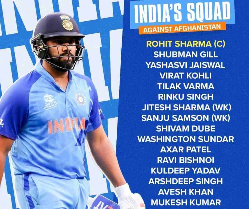 India T20I Squad vs Afghanistan : IND vs AFG T20