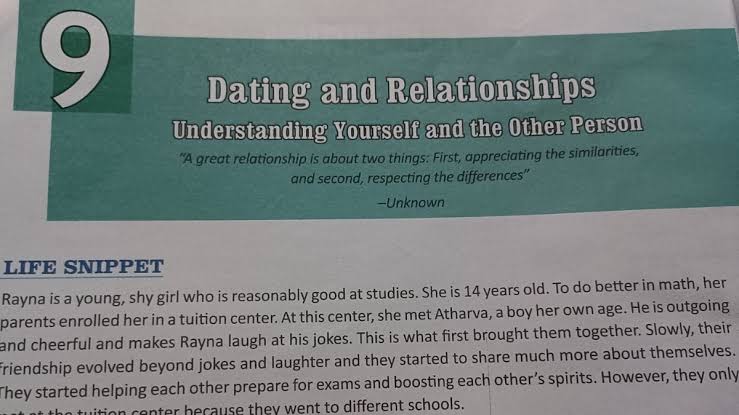 CBSE Class 9 book discusses dating and relationships