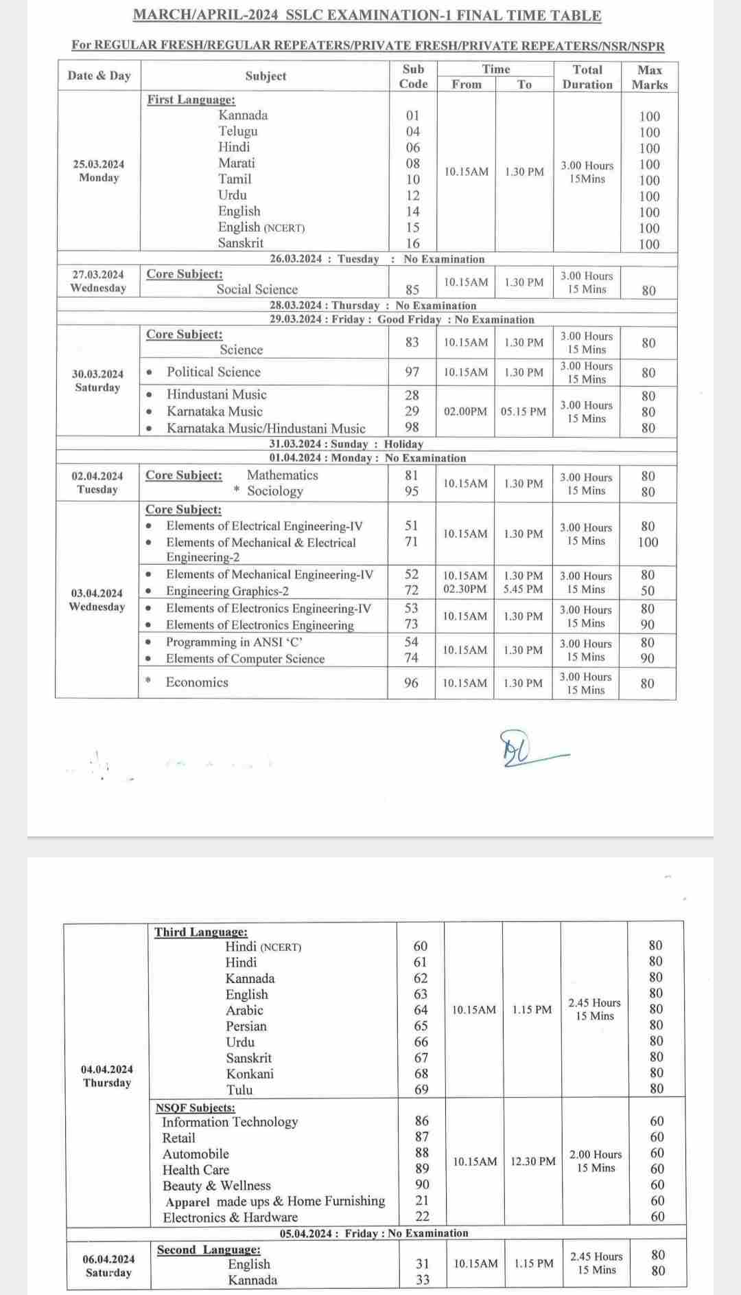 Karnataka SSLC 2nd PUC Exam 2024